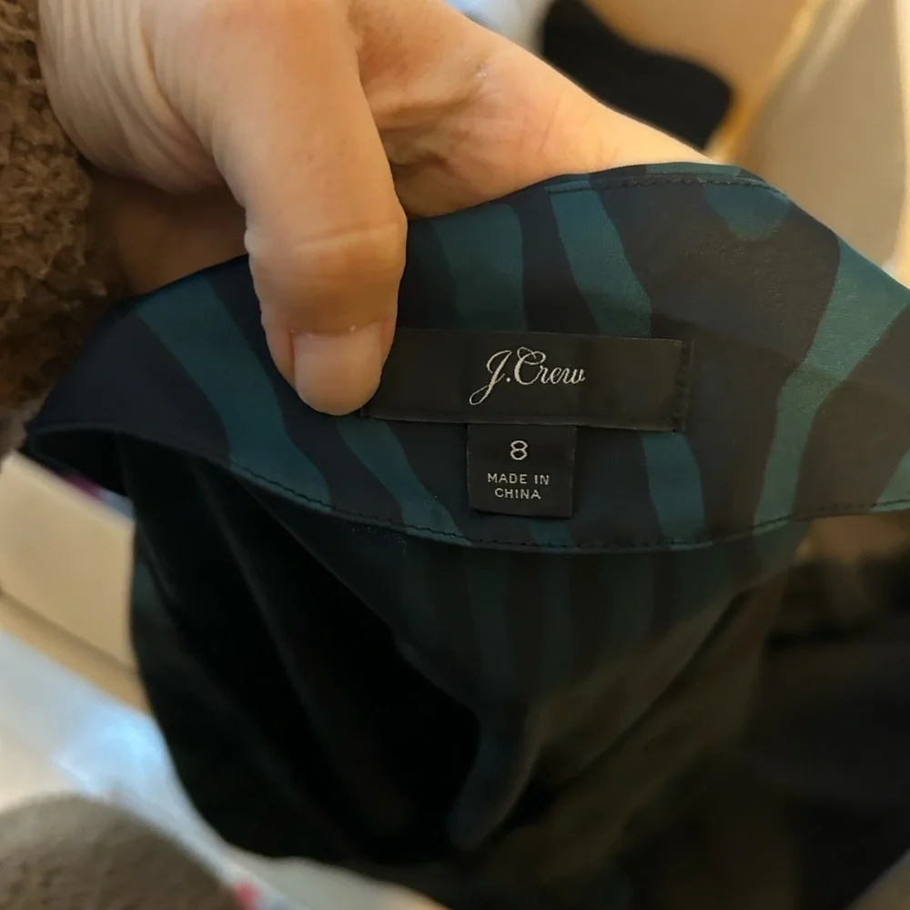 J.Crew Deep Teal Zebra Silky Blouse